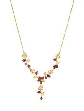 Swarovski Tropical Flower Y-Necklace – Pink Crystals, Gold-Tone Plated